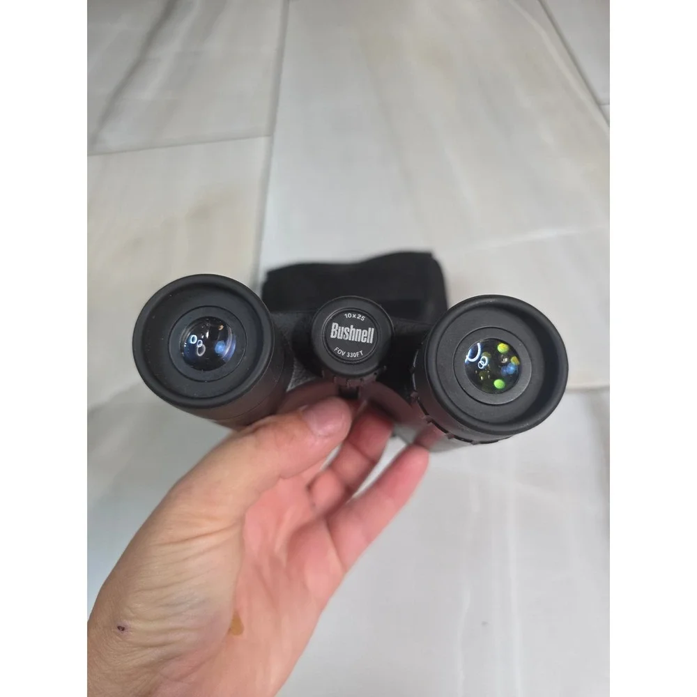 Bushnell 10x25‎ Compact Binoculars Black Folding Roof Prism 330FT FOV Case S4